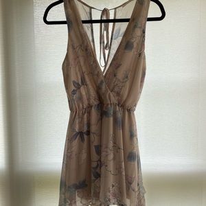 Light Pink & Blue Floral V-Neck Romper